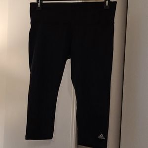 Adidas Mid-Rise Climalite Striped Black Leggings